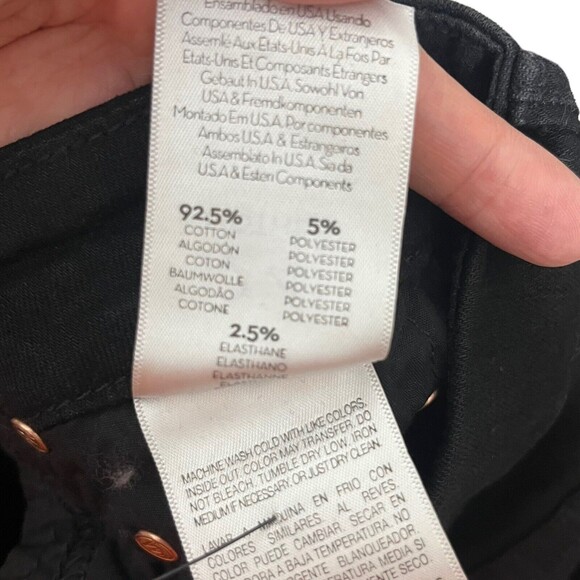 Mother Looker Skinny Jeans High Waisted Hemmed Not Guilty Black 24 - Picture 10 of 11